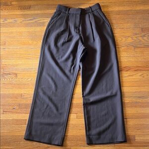 Abercrombie & Fitch Women's Dark Brown High-Waist Pleated Trousers